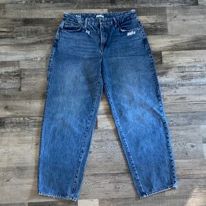 Good American 10/30 (36x30) Distressed Baggy 90’s High Rise Blue Denim Jeans